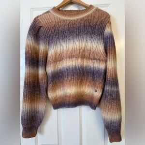 Sao Paulo Ombre Cable Knit Sweater XL Cozy Chunky Knit Neutral Fall Winter